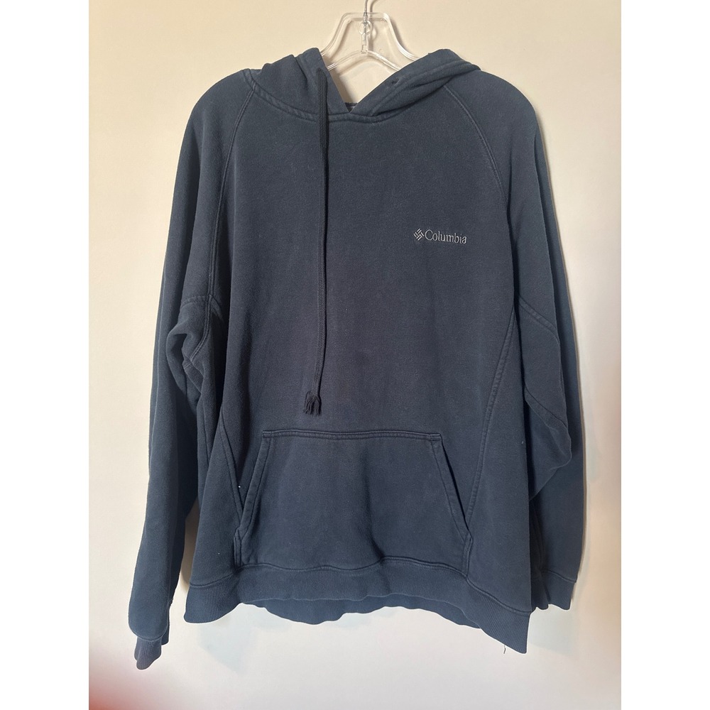 Columbia Sportswear Mens Navy Blue Fleece Pullover Hoodie XM6346 Logo Sweatshirt